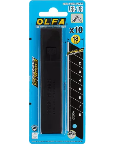 OLFA 18 мм, 10 шт., лезвия сегментированные EXCEL BLACK OL-LBB-10B