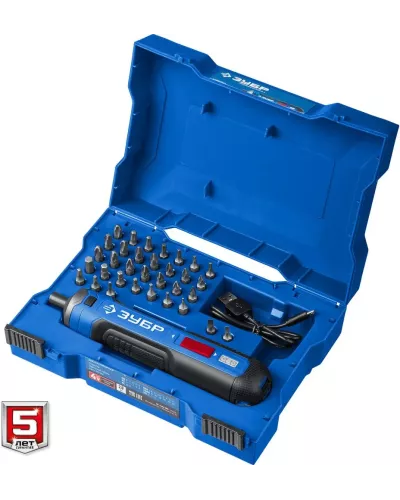 ЗУБР  ZUBR GO 4 Vmax, аккумуляторная отвертка, кейс, 33 биты, Профессионал (PSD-4S)