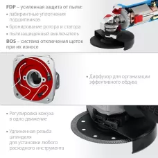 ЗУБР 1100 Вт, 125 мм, углошлифовальная машина (болгарка) УШМ-П125-1100 Профессионал