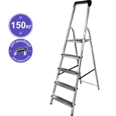 Стремянка алюминиевая 5 ступенией с органайзером NV1115 Новая высота 1115105