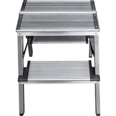 Стремянка двухсторонняя 2x2 ступени 130мм площадка 260мм алюминиевая NV1127 Новая высота 1127202