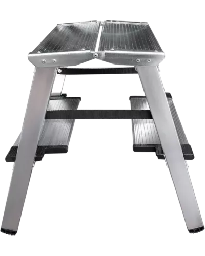 Стремянка двухсторонняя 2x2 ступени 130мм площадка 260мм алюминиевая NV1127 Новая высота 1127202