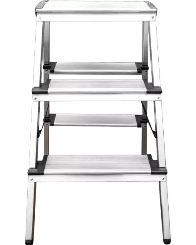 Стремянка двухсторонняя 2x3 ступени 130мм площадка 260мм алюминиевая NV1127 Новая высота 1127203