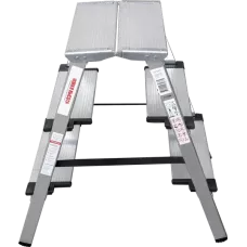 Стремянка двухсторонняя 2x3 ступени 130мм площадка 260мм алюминиевая NV1127 Новая высота 1127203