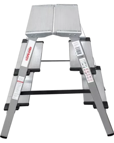 Стремянка двухсторонняя 2x3 ступени 130мм площадка 260мм алюминиевая NV1127 Новая высота 1127203