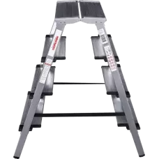 Стремянка двухсторонняя 2x4 ступени 130мм площадка 260мм алюминиевая NV1127 Новая высота 1127204