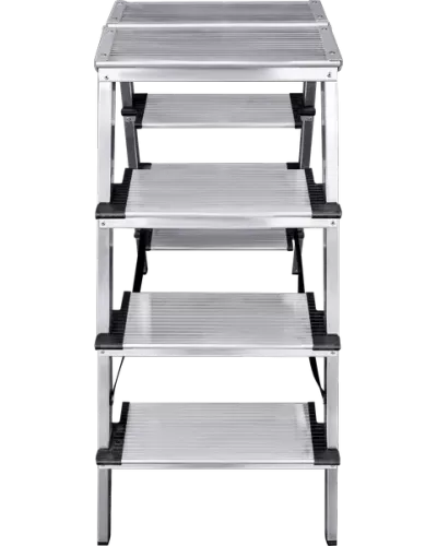 Стремянка двухсторонняя 2x4 ступени 130мм площадка 260мм алюминиевая NV1127 Новая высота 1127204