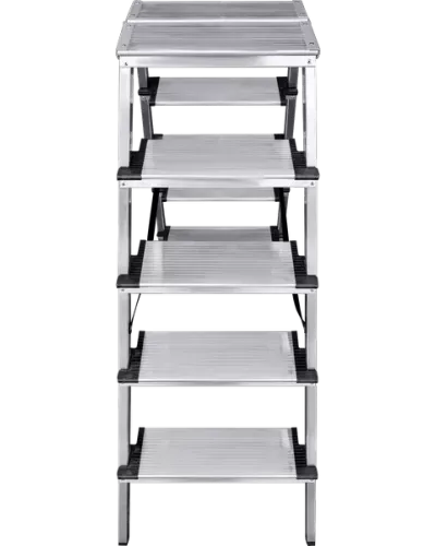 Стремянка двухсторонняя 2x5 ступеней 130мм площадка 260мм алюминиевая NV1127 Новая высота 1127205