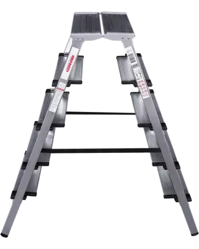 Стремянка двухсторонняя 2x5 ступеней 130мм площадка 260мм алюминиевая NV1127 Новая высота 1127205