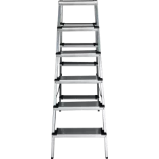 Стремянка двухсторонняя 2x6 ступеней 130мм площадка 260мм алюминиевая NV1127 Новая высота 1127206