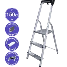 Стремянка 3 ступени комбинированная со стальным профилем органайзер NV 1135 Новая высота 1135103