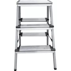 Стремянка двухсторонняя 2x3 ступени 130мм площадка 260мм комбинированная со стальным профилем NV 1147 Новая высота 1147203