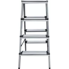 Стремянка двухсторонняя 2x4 ступени 130мм площадка 260мм комбинированная со стальным профилем NV 1147 Новая высота 1147204