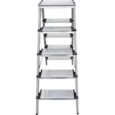 Стремянка двухсторонняя 2x5 ступеней 130мм площадка 260мм комбинированная со стальным профилем NV 1147 Новая высота 1147205