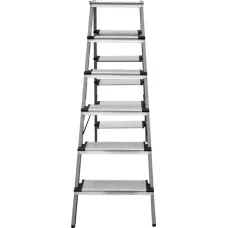 Стремянка двухсторонняя 2x6 ступеней 130мм площадка 260мм комбинированная со стальным профилем NV 1147 Новая высота 1147206