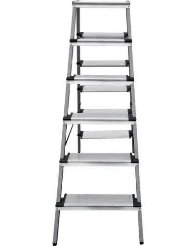 Стремянка двухсторонняя 2x6 ступеней 130мм площадка 260мм комбинированная со стальным профилем NV 1147 Новая высота 1147206