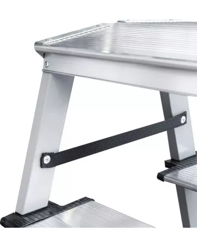 Стремянка двухсторонняя 2x6 ступеней 130мм площадка 260мм комбинированная со стальным профилем NV 1147 Новая высота 1147206