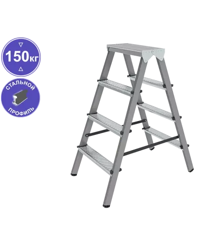 Стремянка стальная 2x4 ступени двухсторонняя NV1160 Новая высота 1160204