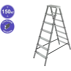 Стремянка стальная двухсторонняя 2x7 ступеней NV1160 Новая высота 1160207