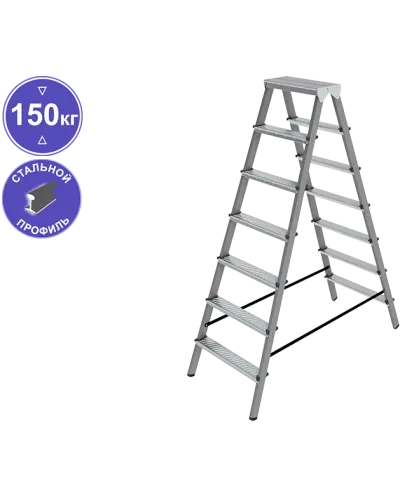 Стремянка стальная двухсторонняя 2x7 ступеней NV1160 Новая высота 1160207