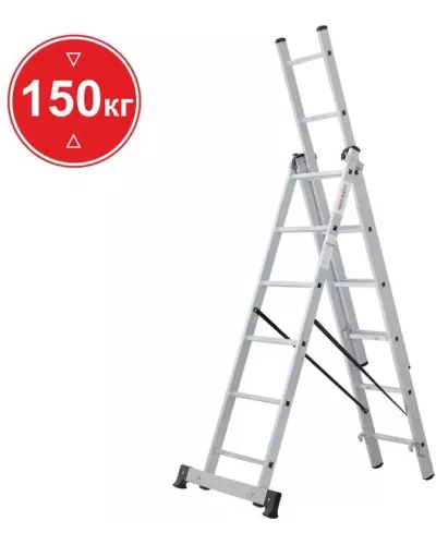 Лестница алюминиевая трёхсекционная 3x6 ступеней NV 123 Новая высота 1230306