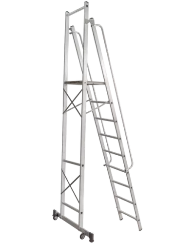 Стремянка передвижная профессиональная 9 ступеней с платформой 450x450 мм NV1540 Новая высота 1540109