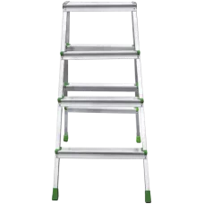 Стремянка алюминиевая двухсторонняя 2x4 ступени площадка 260мм NV 212 Новая высота 2120204