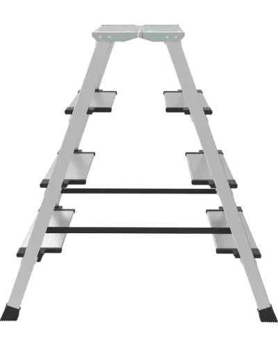 Стремянка алюминиевая двухсторонняя 2x4 ступени 130 мм площадка 260 мм NV 2127 Новая высота 2127204