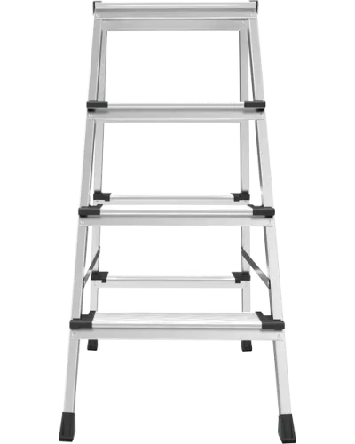 Стремянка алюминиевая двухсторонняя 2x4 ступени 130 мм площадка 260 мм NV 2127 Новая высота 2127204