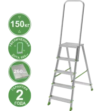 Стремянка 6 ступеней комбинированная со стальным профилем дуга безопасности 800мм NV2136 Новая высота 2136106