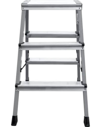 Стремянка двухсторонняя 2x3 ступени площадка 260мм комбинированная со стальным профилем NV2140 Новая высота 2140203