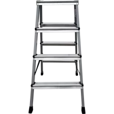 Стремянка двухсторонняя 2x4 ступени площадка 260мм комбинированная со стальным профилем NV2140 Новая высота 2140204