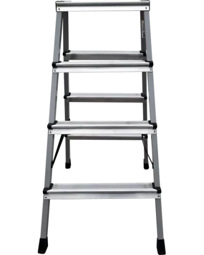 Стремянка двухсторонняя 2x4 ступени площадка 260мм комбинированная со стальным профилем NV2140 Новая высота 2140204