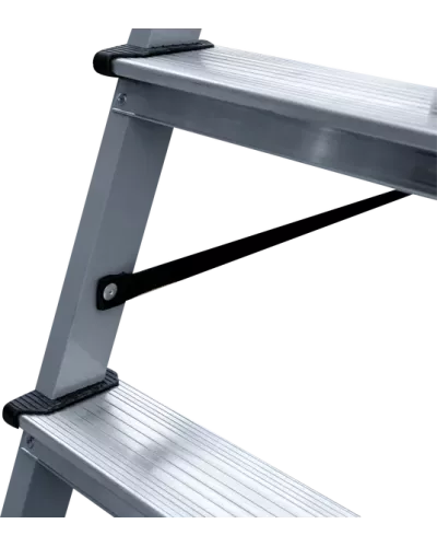 Стремянка двухсторонняя 2x4 ступени площадка 260мм комбинированная со стальным профилем NV2140 Новая высота 2140204