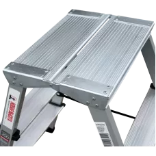 Стремянка двухсторонняя 2x4 ступени площадка 260мм комбинированная со стальным профилем NV2140 Новая высота 2140204