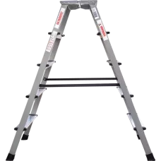 Стремянка двухсторонняя 2x5 ступеней площадка 260мм комбинированная со стальным профилем NV2140 Новая высота 2140205