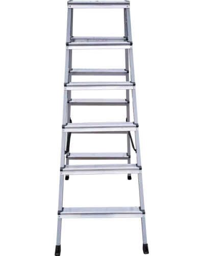 Стремянка двухсторонняя 2x6 ступеней площадка 260мм комбинированная со стальным профилем NV2140 Новая высота 2140206