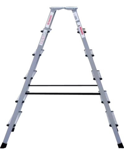 Стремянка двухсторонняя 2x6 ступеней площадка 260мм комбинированная со стальным профилем NV2140 Новая высота 2140206