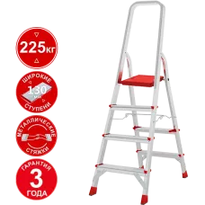 Стремянка профессиональная алюминиевая 4 ступени 130 мм металлические стяжки NV3119 Новая высота 3119104