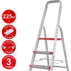 Стремянка профессиональная алюминиевая 6 ступеней 130 мм металлические стяжки NV3119 Новая высота 3119106