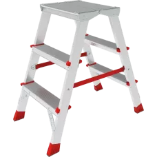Стремянка профессиональная алюминиевая 2x3 ступени двухсторонняя с площадкой 350х260 мм NV3121 Новая высота 3121203