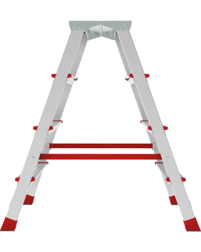 Стремянка профессиональная алюминиевая 2x4 ступени двухсторонняя с площадкой 350х260 мм NV3121 Новая высота 3121204