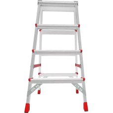 Стремянка профессиональная алюминиевая 2x4 ступени двухсторонняя с площадкой 350х260 мм NV3121 Новая высота 3121204