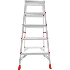 Стремянка профессиональная алюминиевая 2x5 ступеней двухсторонняя с площадкой 350х260 мм NV3121 Новая высота 3121205