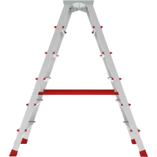 Стремянка профессиональная алюминиевая 2x6 ступеней двухсторонняя с площадкой 350х260 мм NV3121 Новая высота 3121206