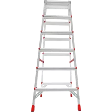 Стремянка профессиональная алюминиевая 2x6 ступеней двухсторонняя с площадкой 350х260 мм NV3121 Новая высота 3121206