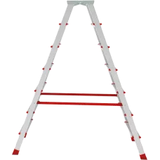 Стремянка профессиональная алюминиевая 2x7 ступеней двухсторонняя с площадкой 350х260 мм NV3121 Новая высота 3121207
