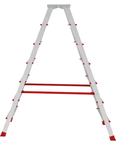 Стремянка профессиональная алюминиевая 2x7 ступеней двухсторонняя с площадкой 350х260 мм NV3121 Новая высота 3121207