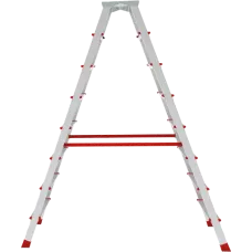 Стремянка профессиональная алюминиевая 2x8 ступеней двухсторонняя с площадкой 350х260 мм NV3121 Новая высота 3121208