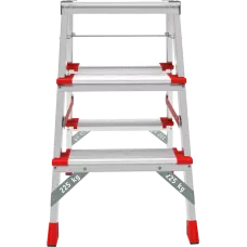 Стремянка алюминиевая двухсторонняя 2x3 ступени 130 мм площадка 260 мм NV 3127 Новая высота 3127203